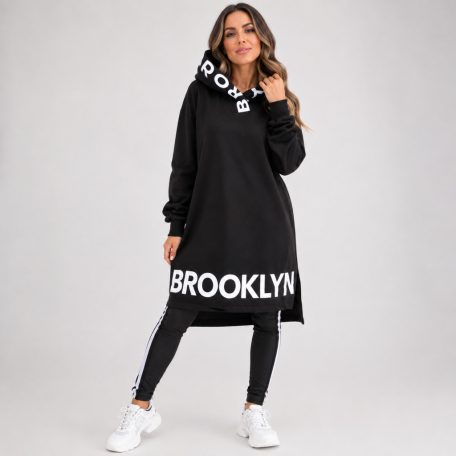 Fekete Brooklyn kapucnis tunika / ruha